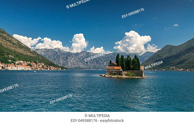 Island of Saint George in the Bay of Kotor, Montenegro, in a sunny summer day