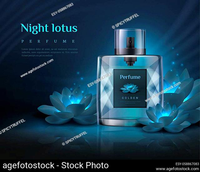 Perfume Realistic fragrance glass bottle mockup, perfume luxury product advertisement, Foto de Vector Low Budget Royalty Free. Pic. ESY-058867083 agefotostock