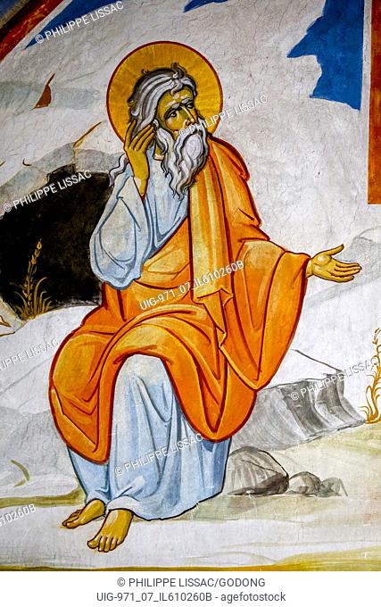 Fresco in the Greek orthodox church of the Annunciation, Nazareth, Israel. Prophet Elias