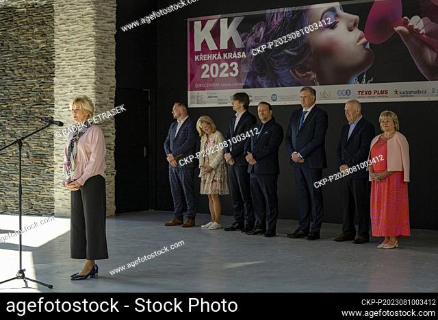 Wife of Czech President Eva Pavlova (not pictured) attends start of 12th annual four-day sales exhibition of glass and costume jewellery Krehka krasa (Fragile...