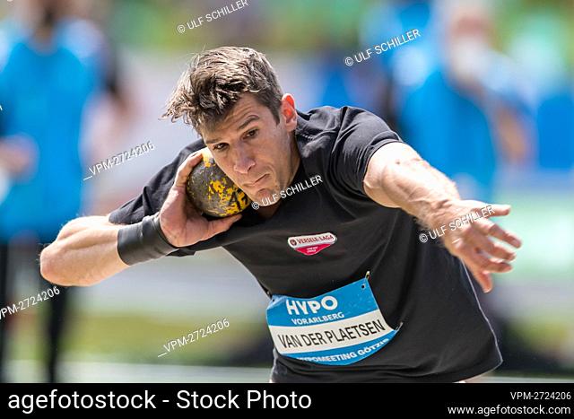 Belgian Thomas Van Der Plaetsen pictured in action during the shot put event at the men's decathlon event on the first day of the Hypo-Meeting