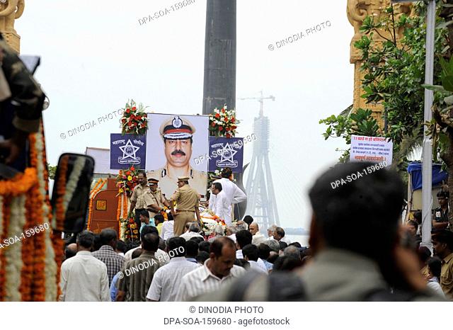 Homage to Chief of Anti Terrorism Squad  Hemant Karkare after killed by terrorist attack in Bombay Mumbai ; Maharashtra ; India 26-November-2008 NO MR
