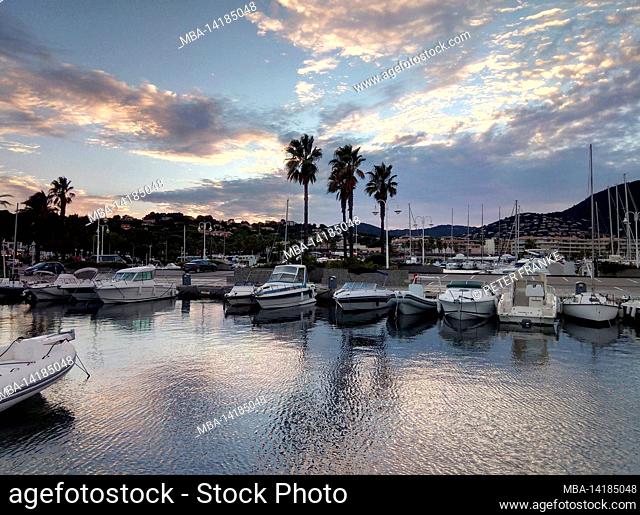 Boats in the marina. Evening mood on the coast of southern France