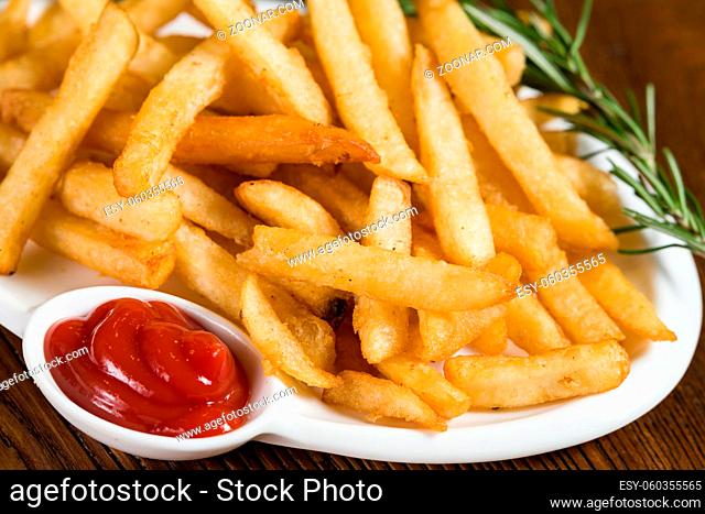 Close up shot of golden french fries