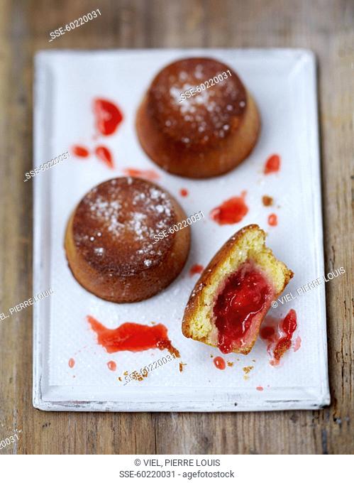 Salted butter fondant with a strawberry compote center