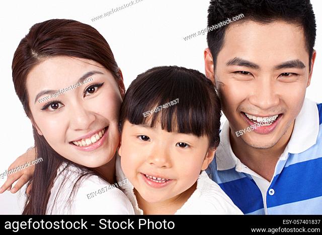 Portrait of a happy family with one child high quality photo