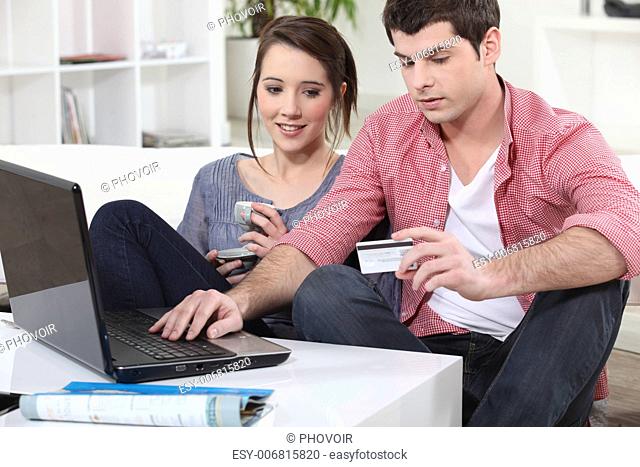 Couple shopping on the internet
