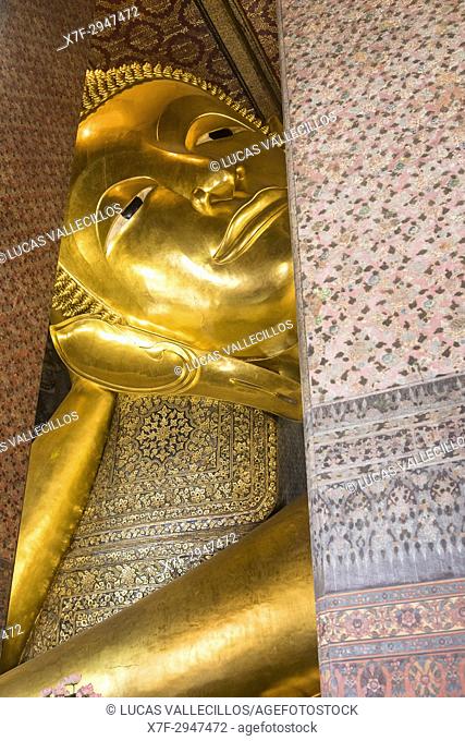 Golden big Buddha, in Wat Pho or Wat Phra Nakhon temple in Bangkok, Thailand