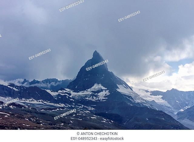 summer landscape with Matterhorn mount and glaciers Swizerland Alps Zermatt