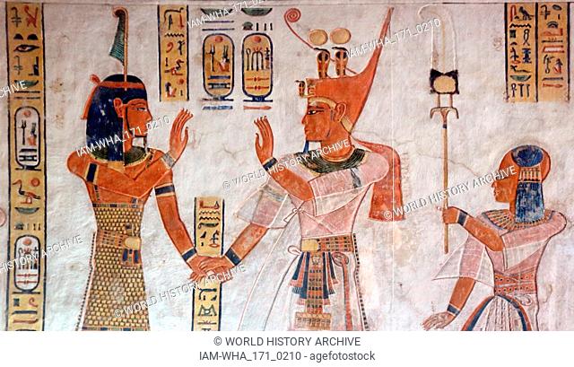 Wall painting in the tomb of Prince Khaemweset (Khaemweset, Khaemwese or Khaemwaset); fourth son of Ramesses II, who was born c