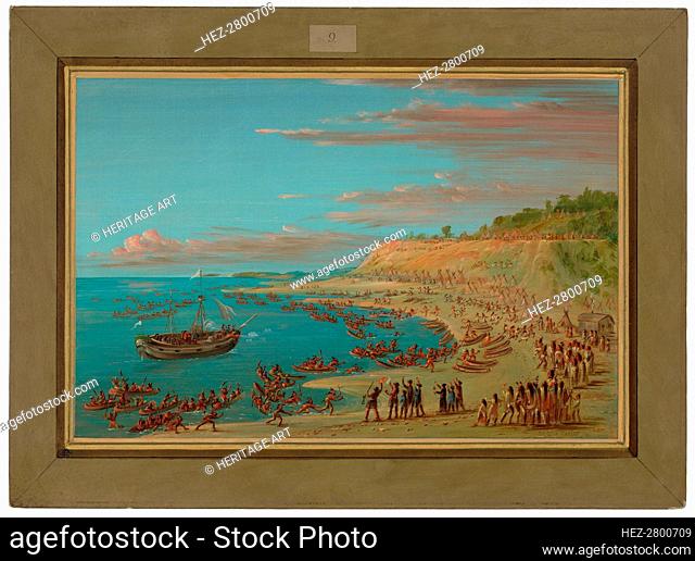 The Griffin Entering the Harbor at Mackinaw. August 27, 1679, 1847/1848. Creator: George Catlin