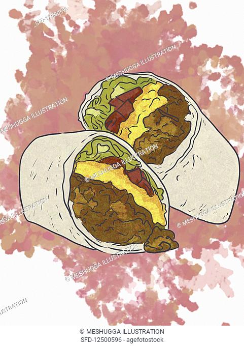 A cheeseburger burrito (illustration)