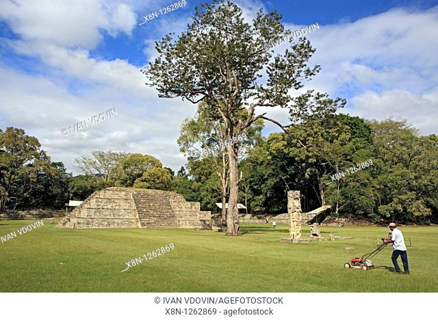 Maya ruins, Grand plaza, pyramid, Copan Honrduras, Guatemala, Copan Honrduras, Guatemala