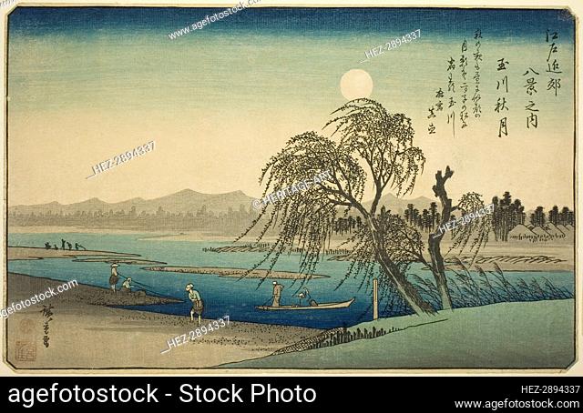 Autumn Moon over Tama River (Tamagawa no shugetsu), from the series Eight Views in.., c. 1837/38. Creator: Ando Hiroshige