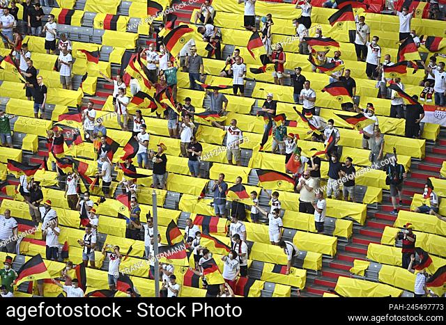 German fans, football fans, audience in the stadium, group stage, preliminary round group F, match M24, Portugal (POR) - Germany (GER) 2-4 on June 19