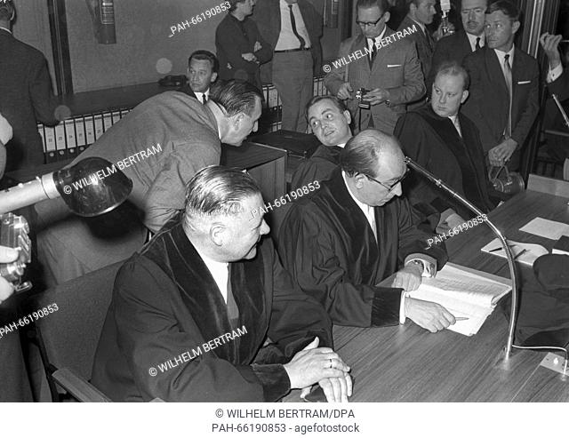 Prosecutors in the courtroom. The trial began on 27 May 1968 in Alsdorf near Aachen, Germany, and ended without a verdict on 18 December 1970