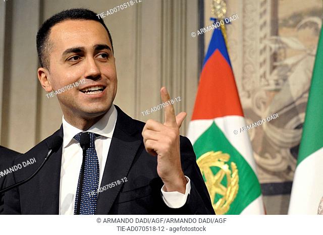 Leader of 5 Star Movement Luigi Di Maio after the meeting with the Republic President, Quirinale PALACE, rOME, italy-07-05-2018