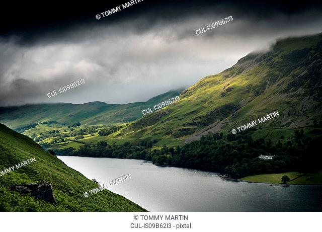 Storm clouds over Buttermere lake, The Lake District, UK
