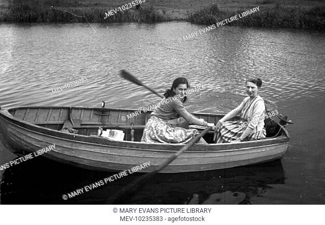 Two girls on a row boat, Derwent, York