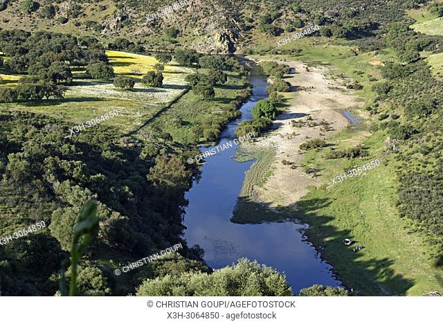Ardila River viewed from the Noudar Castle, Noudar Nature Park, near Barrancos, Alentejo region, Portugal, southwertern Europe