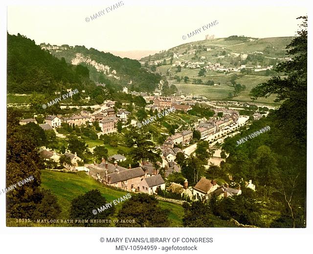 Matlock Bath, from Heights of Jacob, Derbyshire, England. Date between ca. 1890 and ca. 1900