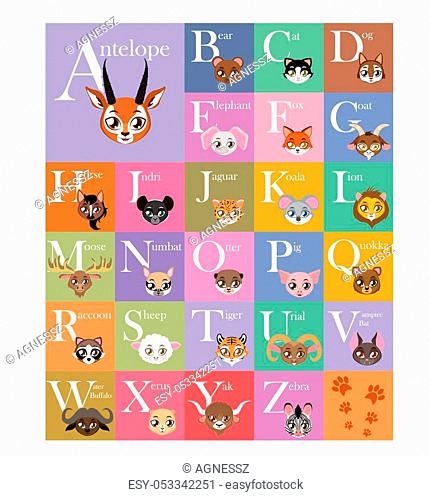 Cute and colorful animal alphabet