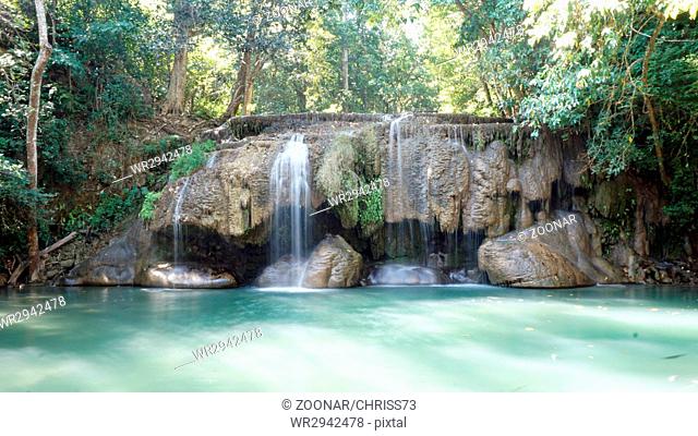 waterfall in erawan national park in thailand