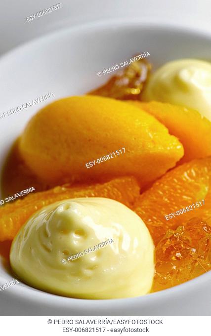 peach ice cream with citrus and shuffle