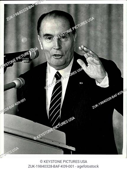 Mar. 28, 1984 - March 28th 1984, The Pierre Hotel, New York City. French President , Francois Mitterrand, addressed the Economic club of New York today at a...
