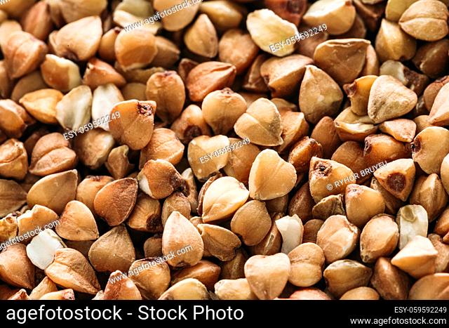 Buckwheat Grains Background, Texture. Healthy Food