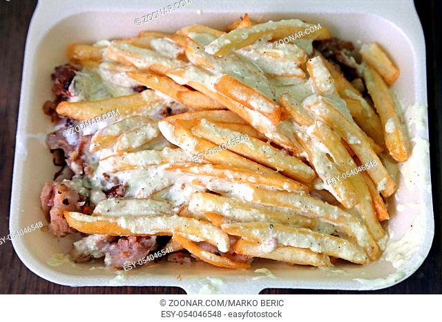 French Fries With Mayonnaise in Takeaway Box