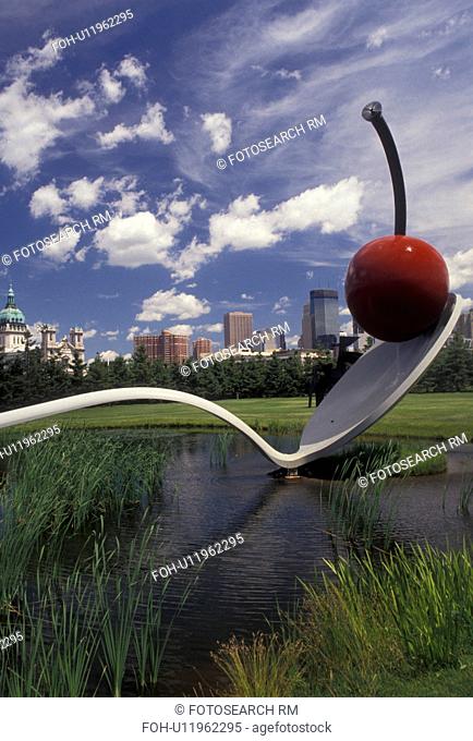 Minneapolis, Twin Cities, cherry, spoon, Minnesota, Spoonbridge and Cherry Sculpture in the Minneapolis Sculpture Garden at the Walker Art Center with the...