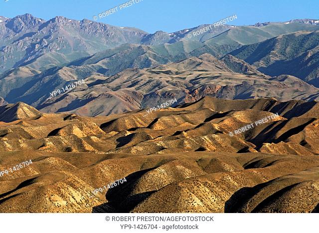 Mountains in the Sary Kamysh mountain range in central Kyrgyzstan, Kyrgyzstan