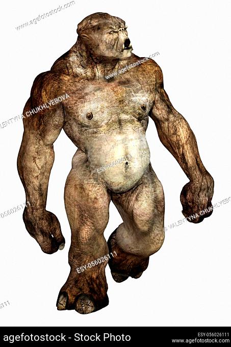 3D rendering of a fairy tale troll isolated on white background