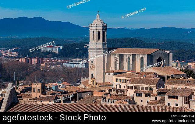 A picture of the Cathedral of Girona as seen from the city walls