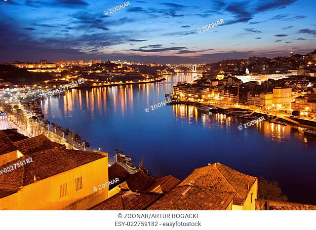 City of Porto at Night in Portugal