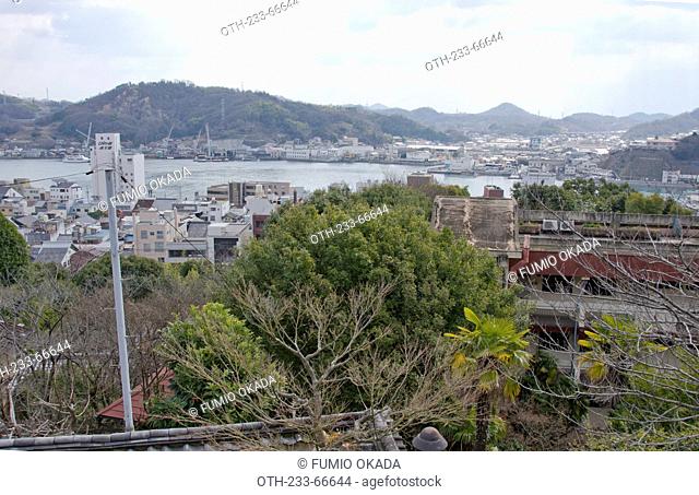 Overlooking the cityscape of Onomichi from the Old House of Naoya Shiga at Onomichi city, Hiroshima prefecture, Japan