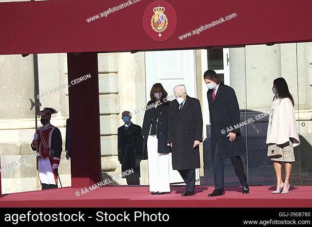 King Felipe VI of Spain, Queen Letizia of Spain, President of Italy, Sergio Mattarella, Laura Mattarella attends the Official Reception to Italian President...