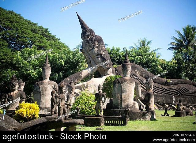 the Xieng Khuan Buddha Park near the city of vientiane in Laos in the southeastasia