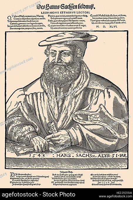 Portrait of Hans Sachs (1494-1576) at the age of 51, 1545. Creator: Ostendorfer, Michael (1490-1569)