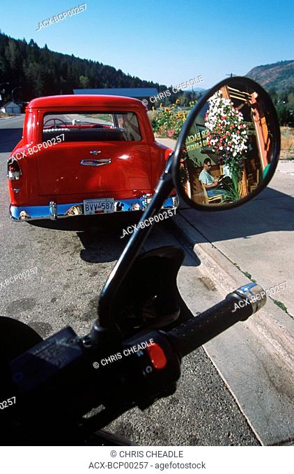Classic chevrolet and motorcycle handlebars, Greenwood, British Columbia, Canada