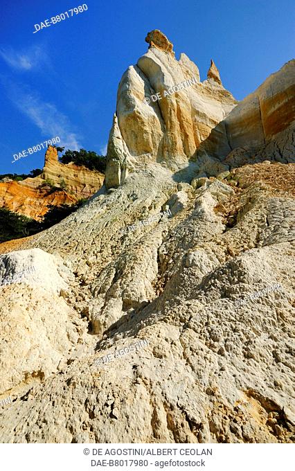 Eroded rocks, Provencal Colorado, Rustrel, Ochres Trail, Provence-Alpes-Cote d'Azur, France
