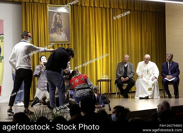 Pope Francis meets with young people from the Scholas Community around the world at the Pontifical Maria Mater Ecclesiae International College in Rome