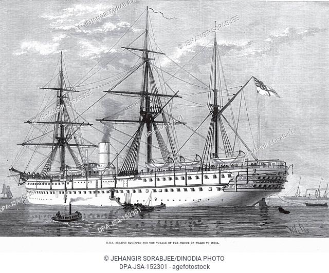 Royalty on Tour H.M.S Serapis Equipped for Voyage of Prince of Wales to India