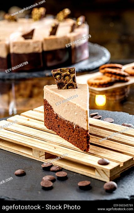 confectionery or pastry shop concept. Still life of fresh baked healthy cake. Natural ingredients. Delicious, tasty dessert