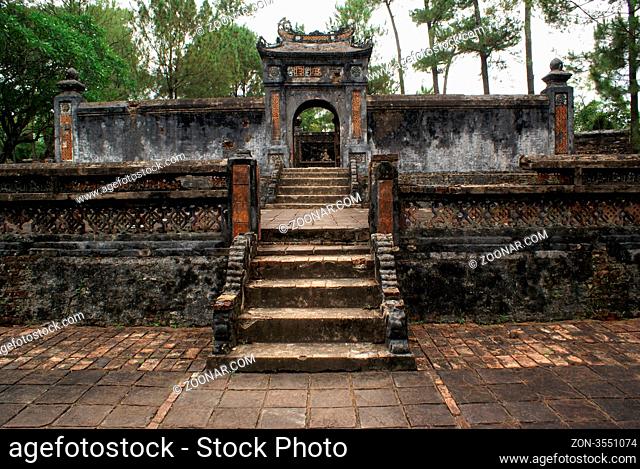 Wall of Tu Duc tomb near Hue in Vietnam