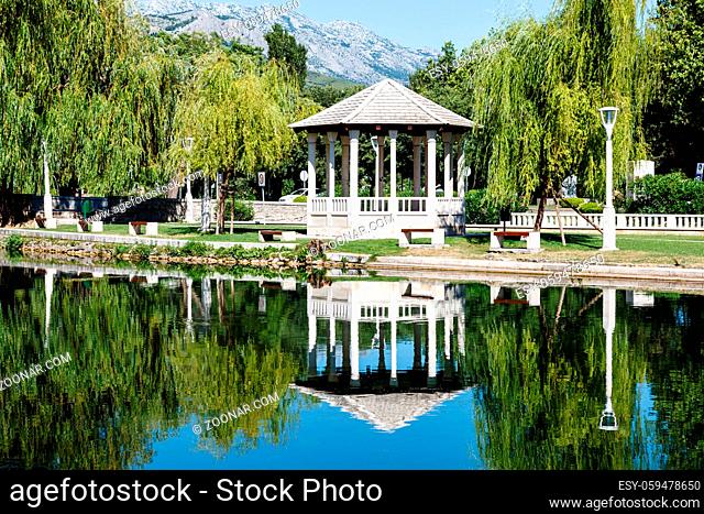 Picturesque Landscape, Pavilion, River and Willow, Solin, Croatia