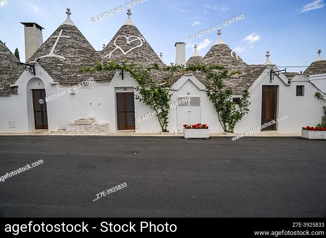 Alberobello, Rioni Monti District with trulli architecture. Metropolitan City of Bari, Puglia (Apulia), Italy