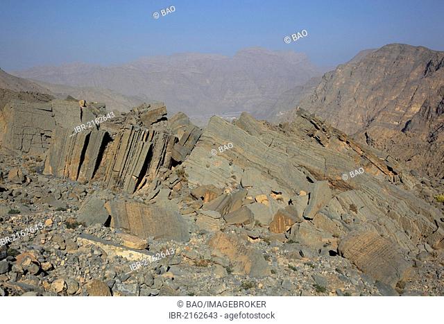 Landscape in the Jebel Harim region, in the Omani enclave of Musandam, Oman, Middle East, Asia