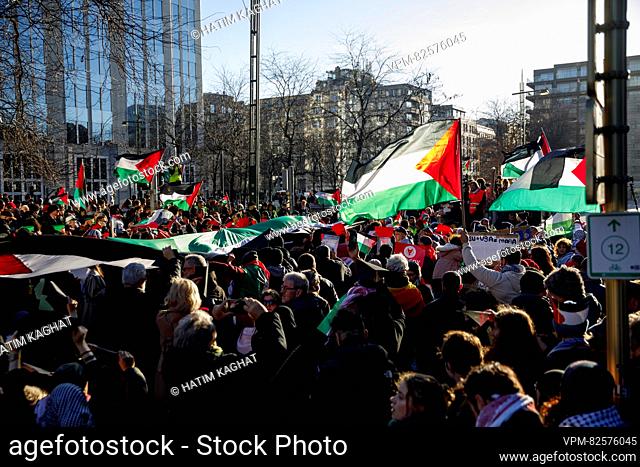 Illustration picture shows National march organized by actors from Belgian civil society to demand an immediate and permanent ceasefire in Gaza